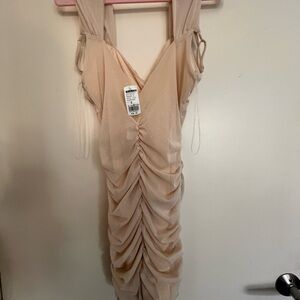 Elegant Cream Ruched Dress